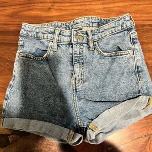 Denim High Cuffed Hem Blue Shorts